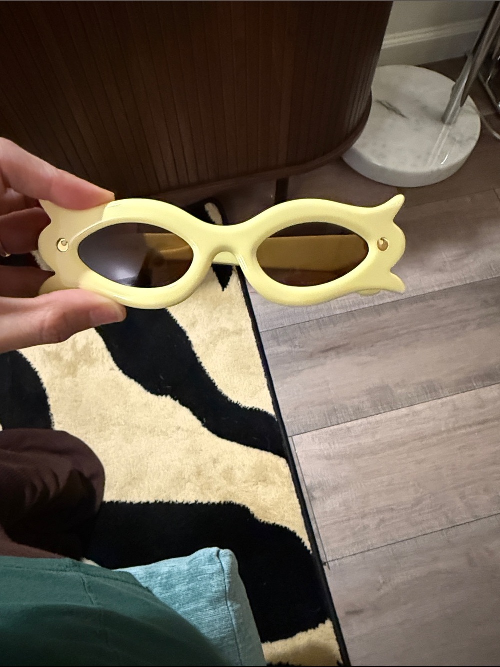 Nanushka Yellow Sculptural Oval Sunglasses - Picture 3 of 5